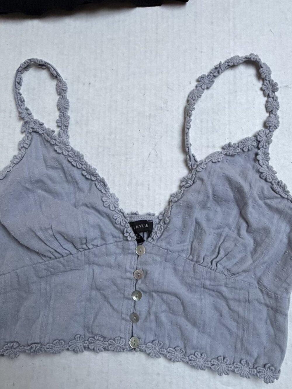 Kendall & Kylie floral trim button front crop bustier tank top Women’s Medium
